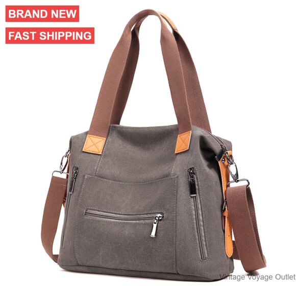 Large Canvas Shoulder Bag Crossbody Tote for Work Travel Everyday Use - Picture 1 of 7